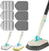 3 in 1 Scrub Cleaning Brush with Long Handle 51'', Shower Bathtub Tub & Tile Scrubber Brush, Includes 1 Stiff Brush