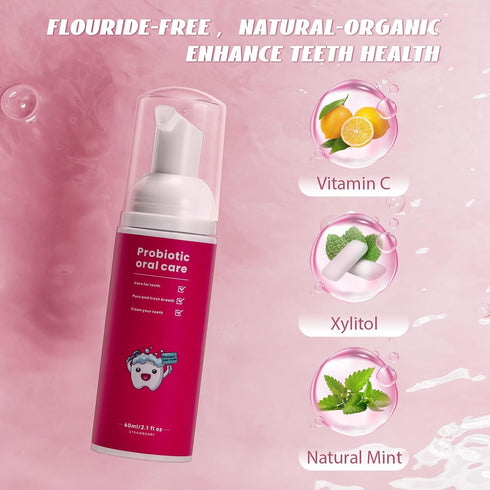 Kids Foam Fluoride Free Toothpaste Mix Mint Flavor, Toddler Natural Teeth Deep Cleaning Toothpaste for U Shaped