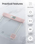 FITINDEX Digital Bathroom Scale for Body Weight, Highly Accurate, Large LCD Display, Slim Tempered Glass, 400 lbs, Pink
