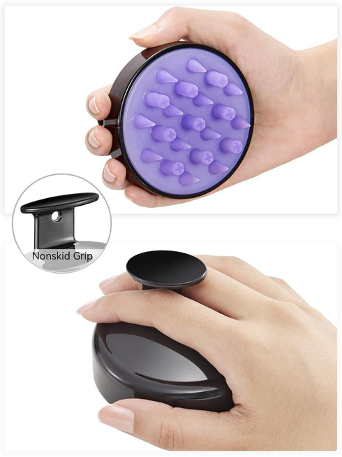 HEETA Hair Scalp Massager Brush, Updated Hair Shampoo Brush with Soft Silicone Bristles for All Hair Types (Black)