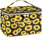 FITINI Travel Sunflower Makeup Bag, Large Capacity Waterproof Toiletry Organizer Bag for Women