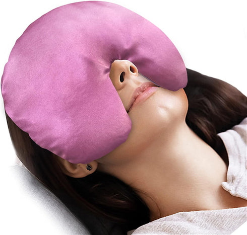 Atsuwell Sinus Mask, Warm Cold Compress Eye Mask for Dry Eyes, Microwavable Face Heating Pad for Migraines, Stress