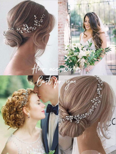 Unicra Silver Bride Wedding Rhinestone Hair Vine Bridal Hair Piece Crystal Headband Accessories for Women and Girls