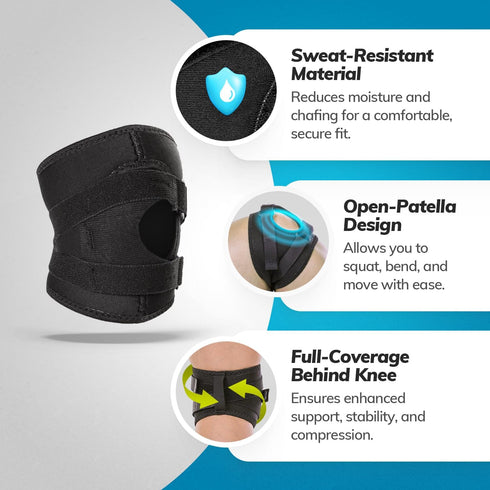BraceAbility Plus Size Patellar Tracking Short Knee Brace - XXXL Support Sleeve for Post Kneecap Dislocation