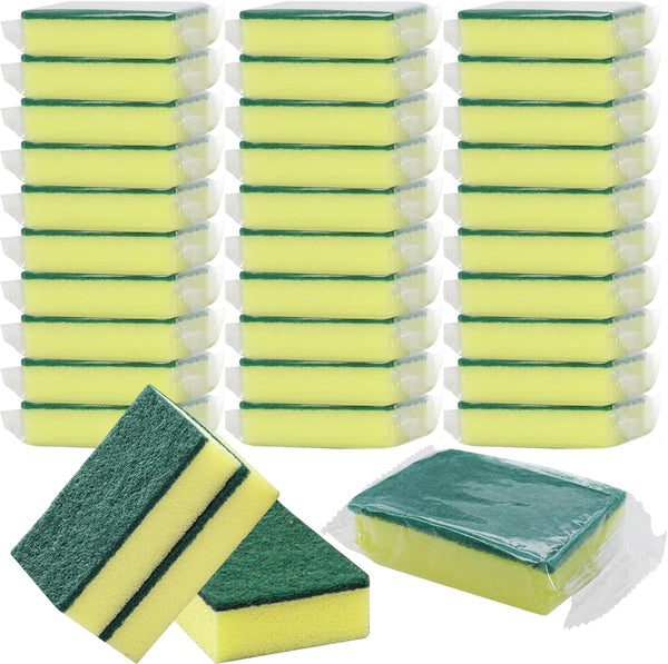 30 Pack Kitchen Sponges Individually Wrapped, Non-Scratch Scouring Pads for Cleaning