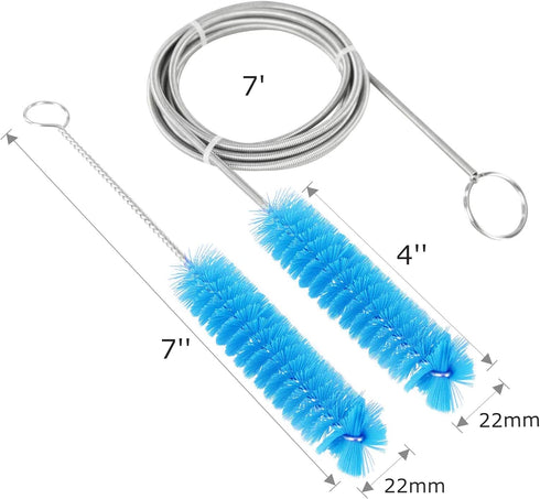 CPAP Tube Cleaning Brush - 7 Feet Flexible + 7 Inches Stainless Steel Wire Bristle Brush for 22mm Diameter Tubing