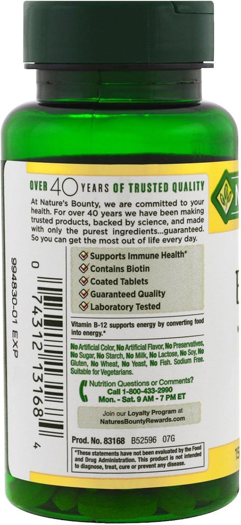 Nature's Bounty B-Complex with Folic Acid Plus Vitamin C, Tablets 150 Each (Pack of 1)
