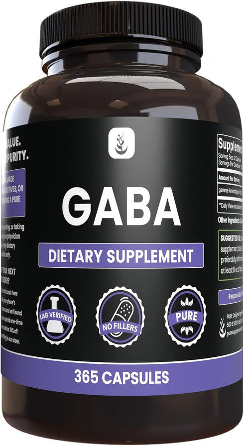PURE ORIGINAL INGREDIENTS GABA (365 Capsules) - No Fillers, Always Pure, Lab Verified