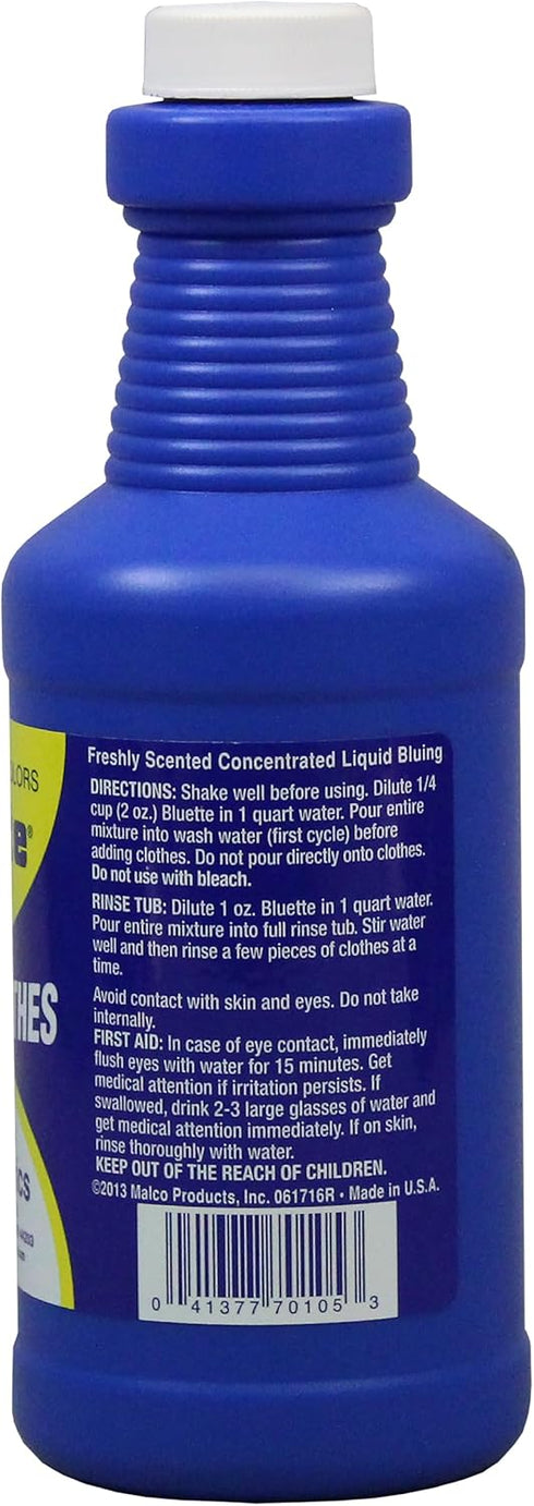 Bluette Laundry Bluing (2 Pack) - Whitener for Delicate Fabrics, Safe for Light Clothes & Sheets