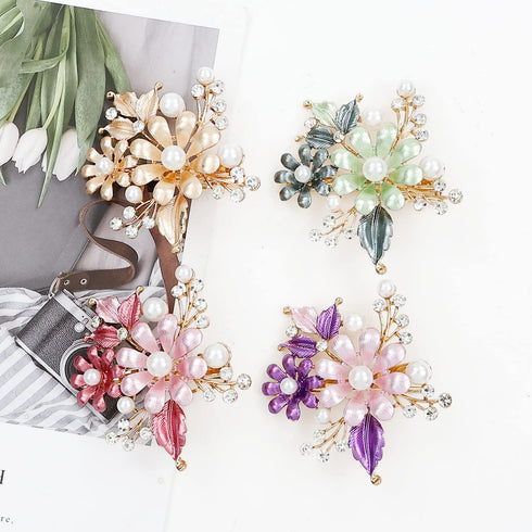inSowni 4 Pack Luxury Glitter Jeweled Gems Rhinestones Vintage Butterfly Metal Barrettes Hair Clips