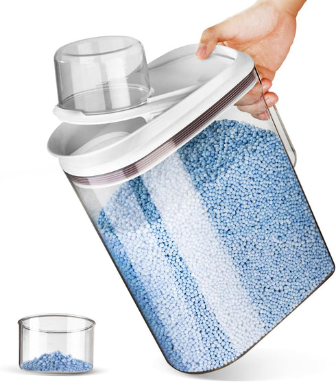 Laundry Detergent Dispenser with Lid, Powder Container for Organization, Storage, Scent Booster Beads, 3.5L