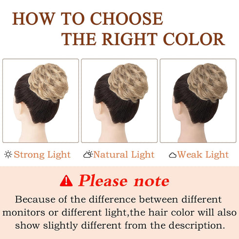 MORICA 1PCS Messy Hair Bun Scrunchies Extension, Curly Wavy Synthetic Chignon for Women (27/613#)
