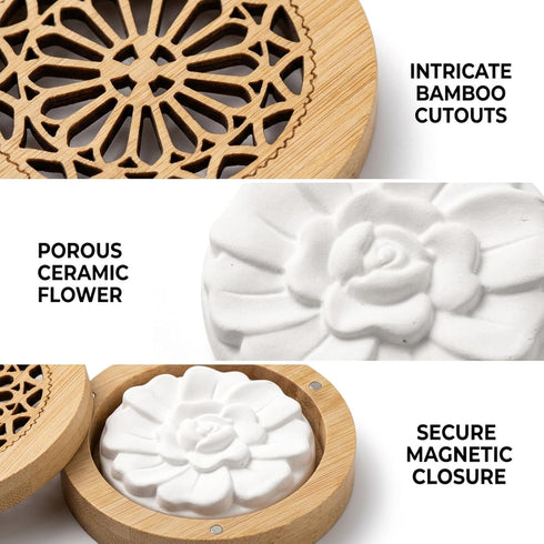 Ujukoxc 1set 3.5in Set Aromatic Bamboo Carving Box for Home Scenting,Passive Essential Oil Diffuser, Passive Diffuser