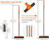 JEHONN Rubber Broom, Carpet Rake for Pet Hair Remover with Squeegee, 52.8 Inches Telescopic Long Handle