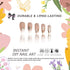 Press on Nails Medium Almond MABKJLF, French Tip Fake Nails, Nude Full Cover White Gold Nail Tip, 24 Pcs