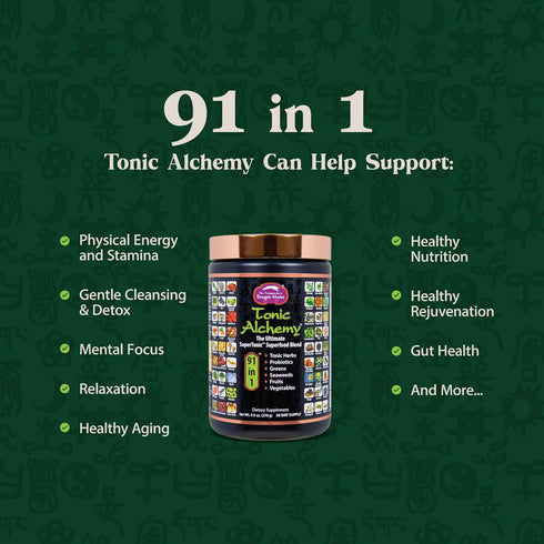 Packet 91 Dragon Herbs Tonic Alchemy Superfood Greens Powder - Single Serve - Ingredients: Tonic Herbs, Ashwagandha