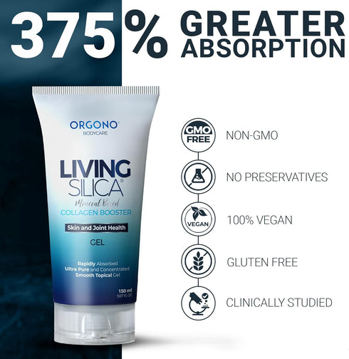 Orgono Living Silica Mineral-Based Collagen Booster Gel | Clinically Proven for Skin & Joint Health | 150mL