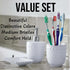 4pc Adult Medium Bristles Toothbrush with Caps, Comfort Hold Deep Clean, Cheek & Tongue Cleaner, Travel TSA Approved