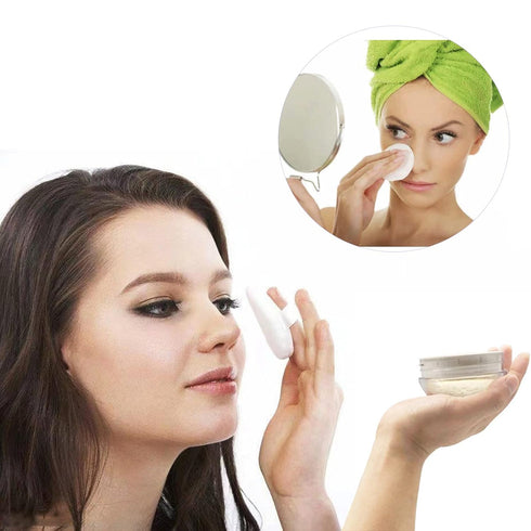 Powder Puff Reusable Empty Makeup Container with Elasticated Net Sifter for Setting Powder and Daily Use