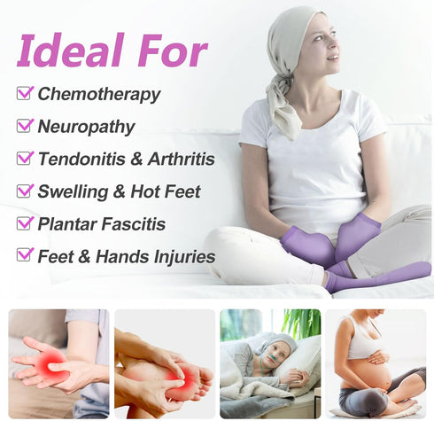 Cold Therapy Socks & Hand Ice Pack Cold Gloves for Chemotherapy Neuropathy, Ideal for Plantar Fasciitis, Arthritis