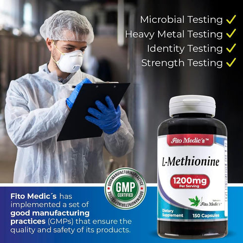 FITO MEDIC'S Lab - Methionine, L Methionine 1200mg, 150 Capsules, Antioxidant Promoter, Ultra High Absorption
