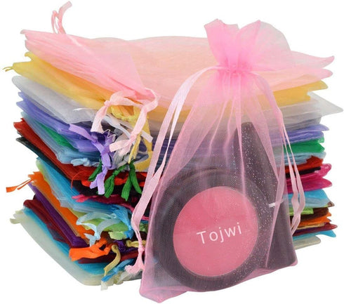 50pcs Organza Bags-Mix Color 3.54''x4.33'' Satin Drawstring Pouch for Wedding Party Favor Gift Bags