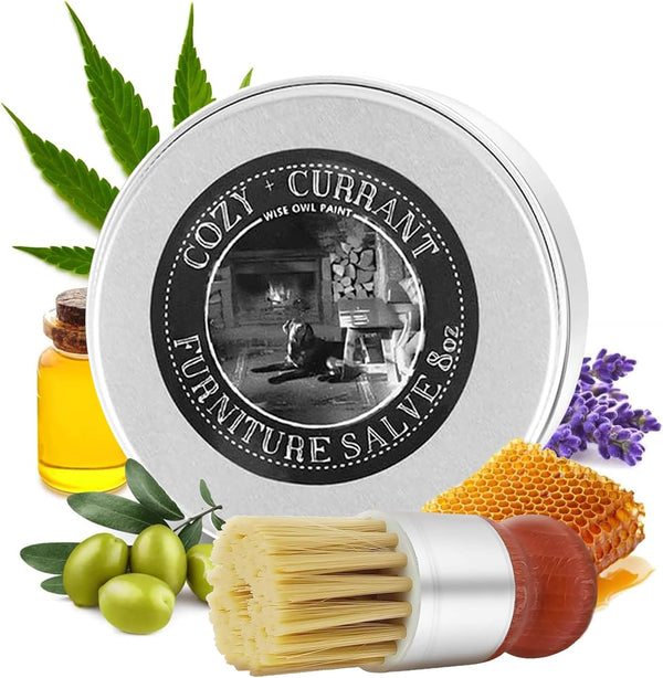 Furniture Salve for Leather - Original Leathers Recoloring Balm with Boar Bristle Brush Kit, 4oz