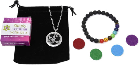 Aromatherapy Essential Oil Diffuser Necklace, Stainless Steel 30MM Magnetic Locket with Refill Pads