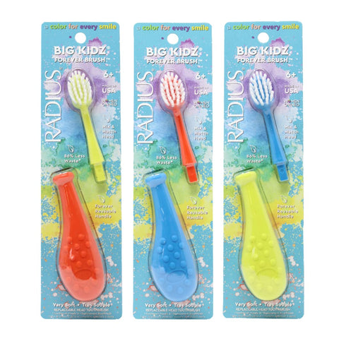 RADIUS Big Kidz Forever Brush, Replaceable Head Toothbrush for Children, BPA Free, Extra Soft