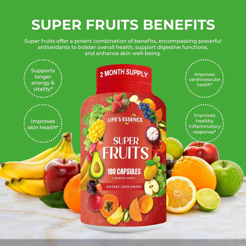 Life's essence Fruit and Veggie Supplement - 360 Capsules, 100% Whole Super Fruit and Vegetable