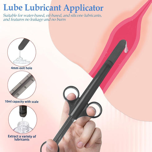Lube Applicator Syringe with 10ml Precise Scales - 6.5” Reusable Long Lube Injector for Men, Women & Couples