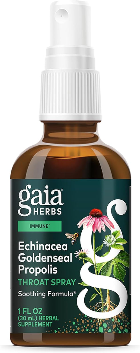 Echinacea Goldenseal Propolis Throat Spray - Gaia Herbs, Immune Support & Throat Health, 1 Fl Oz