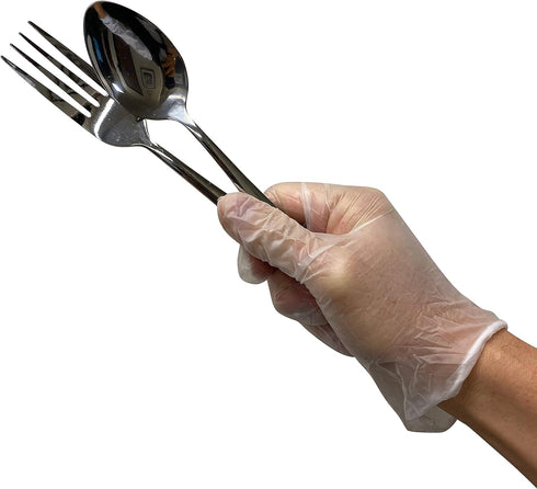 KingSeal LARGE Clear Vinyl Disposable Gloves, Powder-Free, 4 mil - 4 boxes of 100 Gloves (400 Count)