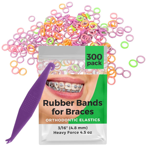 Orthodontic Rubber Bands for Braces, Premium Quality Elastic Teeth Rubber Bands, Heavy Force 4.5 oz, Neon