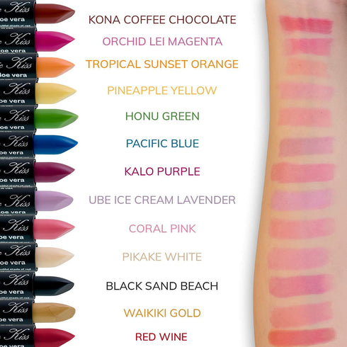 Magic Kiss Color Changing Matte Lipstick Set, 6 Piece Infused with Aloe Vera, Made in USA (Colors of Aloha 3)