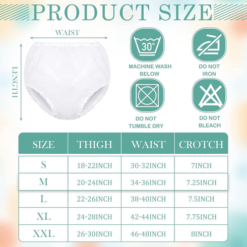 Weewooday 10 Pcs Adult Plastic Pants, Medium, White, Waterproof Incontinence Underpants, EVA Pull on Cover Pants, Leak