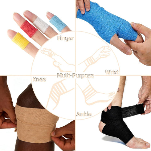 IndigoCase 12 2 Inch, Rolls Self Adhesive Bandage Wrap Multi Color Elastic Athletic Tape, Vet Wrap, Wrist Tape, Small