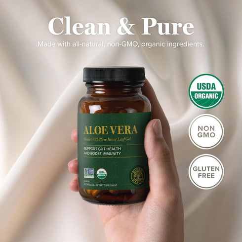 Global Healing Aloe Vera Bio-Active Organic Leaf Supplement, 200x Concentrate, 60 Capsules