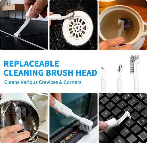 Kuaquetto Set 6Pcs 2Pcs Small Scrub Brush, Hard Bristle Crevice Cleaning Brush with Brush Heads & Handles