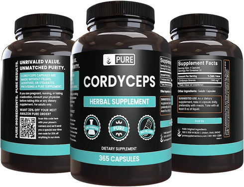 Pure Original Ingredients Cordyceps, 365 Capsules, No Magnesium or Rice Fillers