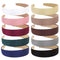 Wecoe 10 Pack Satin Headbands Women Non Slip Fashion Hair Bands 1.3 Inch Wide in White Blue Pink Red Green Brown Khaki