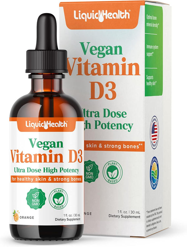 LIQUIDHEALTH Liquid Vitamin D3 5000 IU Drops for Adults & Kids - Immune Support, Bone Health - 1 Oz