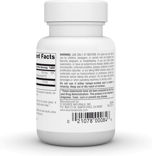 Source Naturals Melatonin, 2.5 mg, 60 Peppermint Flavored Lozenges