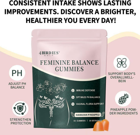 Gummies Gummies 60 Count Premium Feminine Balance for Women's Health, Hawaiian Pineapple for Women Vaginal Probiotic