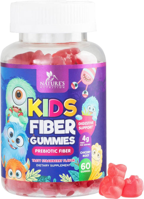 Fiber Gummies for Kids Supplement, 60 Gummies - Daily Prebiotic Fiber for Digestive Health & Immune Support