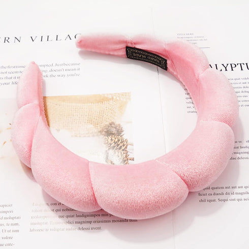 Ayesha Spa Headband for Women, Sponge Headband for Washing Face, Soft Hairband for Skincare Makeup (Pink)