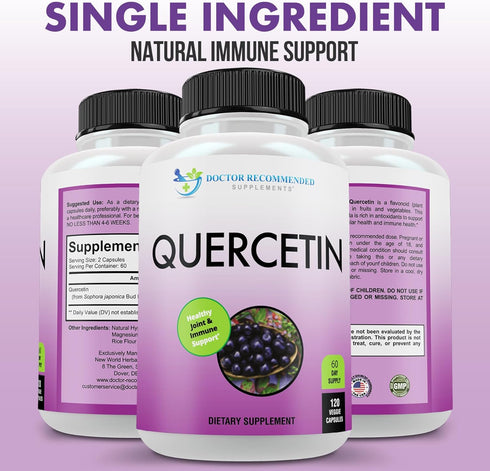 RECOMMENDED 1000mg (120 Pack 3) DOCTOR SUPPLEMENTS Quercetin Per Serving - (Vegan, Non-GMO) Veggie Capsules