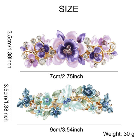 Lawie 4 Pack Floral Butterfly Leaf Jeweled Gems Hair Clips, Rhinestone Glitter Snap Barrettes for Women