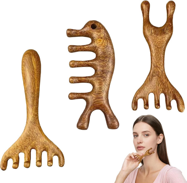 hinbkenla 3 Pcs Scalp Massage Tool,Foot Massager Tool,Wooden Scalp Massager, Massage Comb,Foot Massage