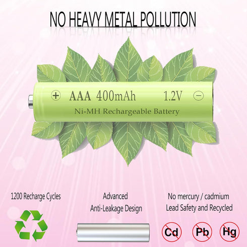Teneyuuo 1.2V 400mAh 1.2 Lights,8 Packs AAA Ni-MH Rechargable Batteries, Triple A Rechargeable Volt Battery for Solar